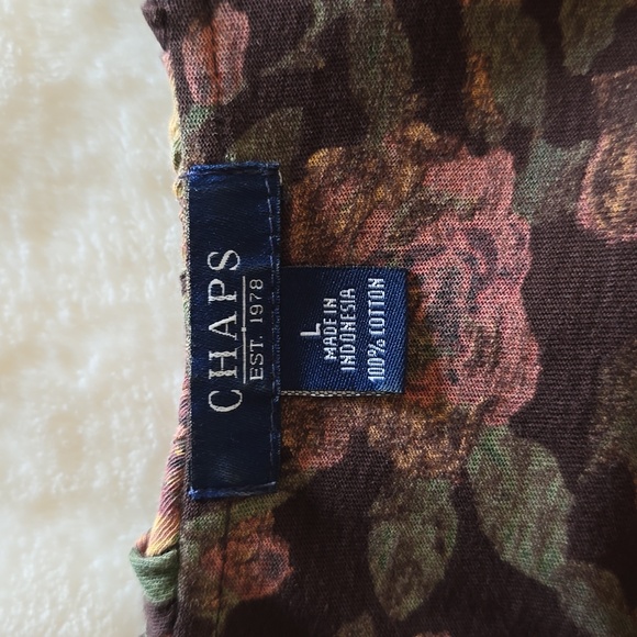 Chaps‎ Floral Print Ruffle Collar Blouse Size Large - Picture 6 of 12